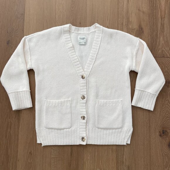 Abercrombie & Fitch Sweater Women Medium Cardigan Ivory Cream Knit Chenille - Picture 4 of 12